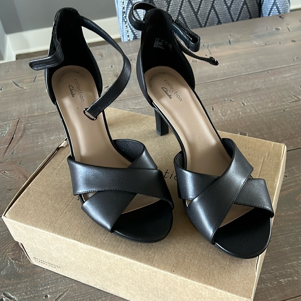 Clark’s Adriel Cove Black Leather Heels